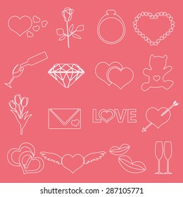 valentine's day and love outline icons eps10