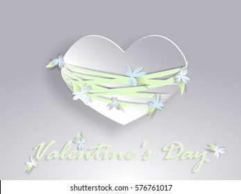 Valentine's Day. Love. Paper heart with flowers.