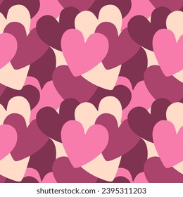 Valentines Day love pattern with red pink hearts. Wedding holiday background.