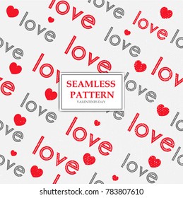 Valentines Day Love Pattern. Seamless pattern of Love Text. Vector Illustration eps.10