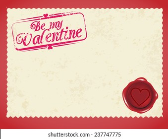 Valentine's  day love post card, blank old letter vector