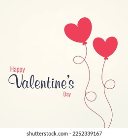 Valentines day love poster background design. EPS 10 vector art. Red heart shape baloon design. Can be used in invitations, brochure, poster, card. Modern vector template. Valentines day february 14. 