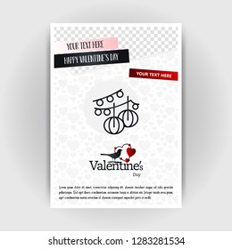 Valentine's Day Love Poster Template. Place for Images and text, vector illustration