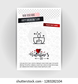 Valentine's Day Love Poster Template. Place for Images and text, vector illustration