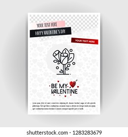 Valentine's Day Love Poster Template. Place for Images and text, vector illustration