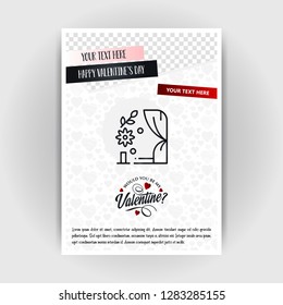 Valentine's Day Love Poster Template. Place for Images and text, vector illustration