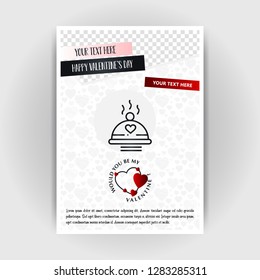 Valentine's Day Love Poster Template. Place for Images and text, vector illustration