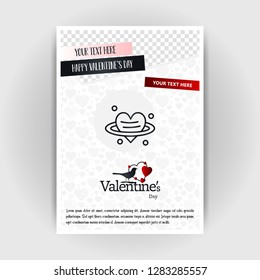 Valentine's Day Love Poster Template. Place for Images and text, vector illustration