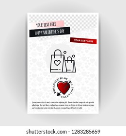 Valentine's Day Love Poster Template. Place for Images and text, vector illustration