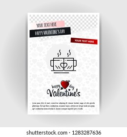 Valentine's Day Love Poster Template. Place for Images and text, vector illustration