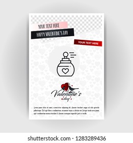 Valentine's Day Love Poster Template. Place for Images and text, vector illustration