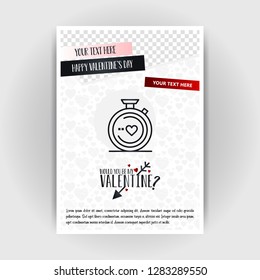 Valentine's Day Love Poster Template. Place for Images and text, vector illustration