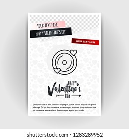 Valentine's Day Love Poster Template. Place for Images and text, vector illustration