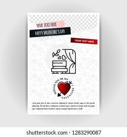 Valentine's Day Love Poster Template. Place for Images and text, vector illustration