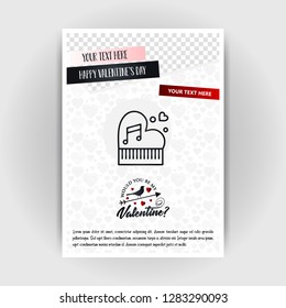 Valentine's Day Love Poster Template. Place for Images and text, vector illustration