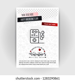 Valentine's Day Love Poster Template. Place for Images and text, vector illustration