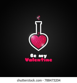 valentines day love potion logo on black background