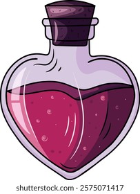 Valentine's Day love potion. Vector clipart, illustration with isolated background.