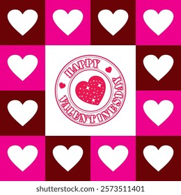Valentine's Day Love Quality. Round Design Happy Vector Insignia Valentine's Day Badge Seal.