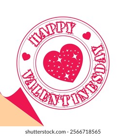 Valentine's Day Love Quality Stamp. Round Design Happy Vector Insignia Valentine's Day Badge Seal.