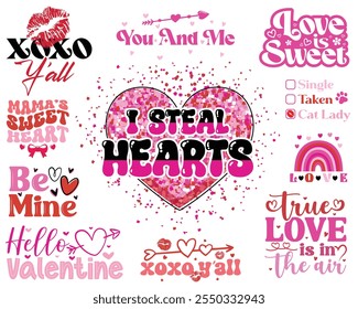 Día de San Valentín Cita de amor retro ondulado groovy tipografía Camiseta sublimación corazón 