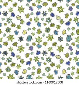 Valentine':s day. Love repeated backdrop for girl, textile, clothes, wrapping paper. Vector illustration. Romantic seamless. Sketch heart elements on white, green and blue colors.