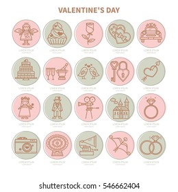 Valentine's Day. Love. Romance. Dating. Icons thin line. Ideal for greeting cards, invitations, web site.