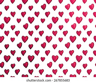 Valentine's Day love Seamless Background of Red Hearts, Vector Version