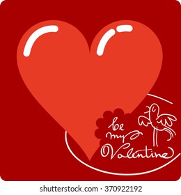 Valentine's Day love sentence vector with Heart and bird red background