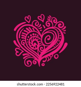 Valentines day love shape floral illustration vector design for greeting card, t shirt, banner, poster social media. Flower and love vector illustration.