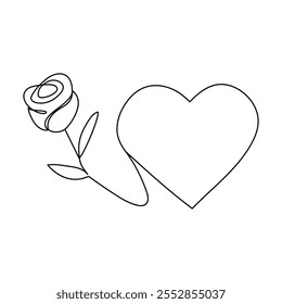 Día de San Valentín amor Iniciar sesión continuo de una línea de dibujo. Símbolo romántico para tarjeta de San Valentín y Anuncio en estilo lineal simple. Trazo editable. Ilustración vectorial Doodle