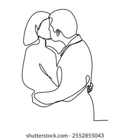 Valentines day love sign in continuous one line drawing. Romantic symbol for Valentines day card and banner in simple linear style. Editable stroke. Doodle vector illustration