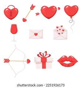 Valentine's Day love sign stickers set.