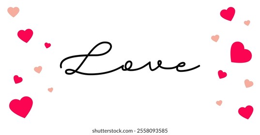 Valentine's day - love signature background. vector illustration - celebrating valentine's Day on 14 February. Wallpaper, flyer, poster, sticker, banner, card.