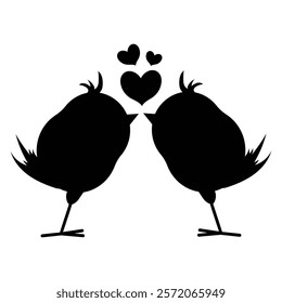 Valentine's Day Love Silhouette with Heart and Couple