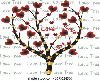 valentines day love tree design,color vector design
