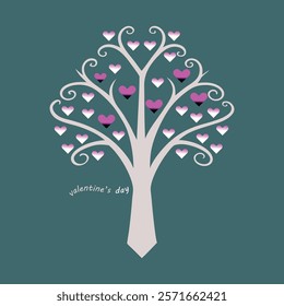 The Valentine's Day Love Tree Vector Art showcases a beautiful tree with heart-shaped leaves in shades of red and pink, symbolizing love, romance, and heartfelt connections.