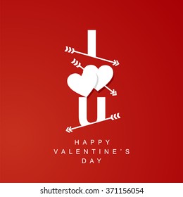 Valentine's Day I Love U arrows logotype red background