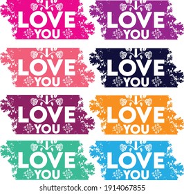 Valentine's Day Love Vector, I Love You Vector Design, Love You Typography Vector.