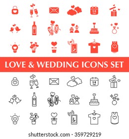 Valentine's day, Love and Wedding icons set. Illustration eps 10
