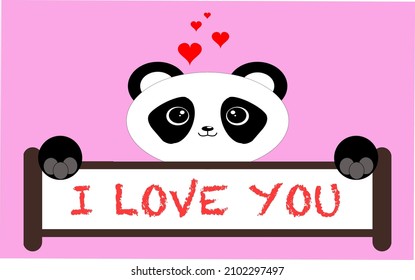 Valentines day i love you card panda