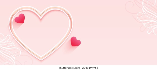valentines day lovely banner with hearts and text space vector 
