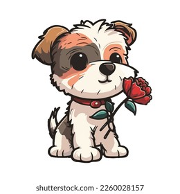 Valentine's day lovely Mascot cute dog vector illustration. cute romantic dog valentine clip art. isolated background. for design assest. tshirt design. sticker design. valentine's clip art