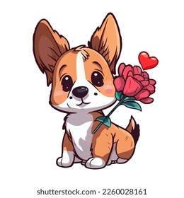 Valentine's day lovely Mascot cute dog vector illustration. cute romantic dog valentine clip art. isolated background. for design assest. tshirt design. sticker design. valentine's clip art