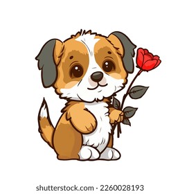 Valentine's day lovely Mascot cute dog vector illustration. cute romantic dog valentine clip art. isolated background. for design assest. tshirt design. sticker design. valentine's clip art