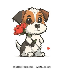 Valentine's day lovely Mascot cute dog vector illustration. cute romantic dog valentine clip art. isolated background. for design assest. tshirt design. sticker design. valentine's clip art