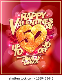 Valentine's day lovely savings up to 50 % off, holiday sale banner template