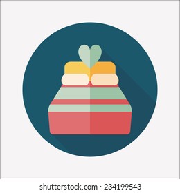Valentine's Day lover bed flat icon with long shadow,eps10 