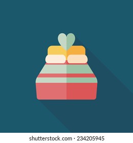 Valentine's Day lover bed flat icon with long shadow,eps10 