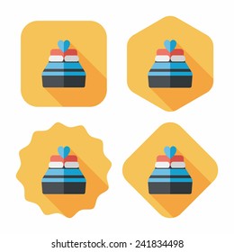 Valentine's Day lover bed flat icon with long shadow,eps10